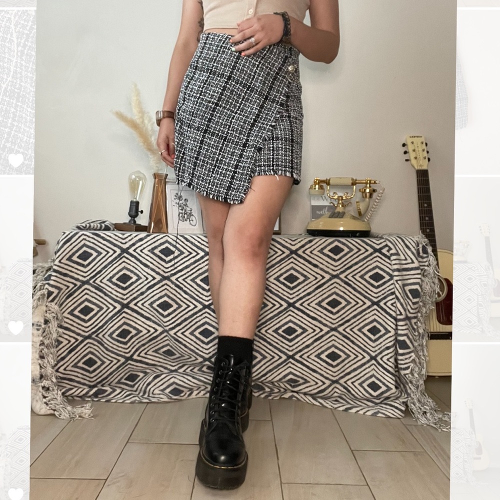 Asymmetrical Tweed Skirt